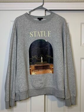H&M Grey 'STATUE' Graphic Crewneck Sweatshirt